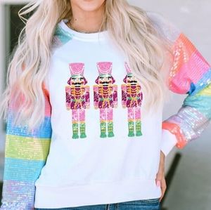 Nutcracker Sequin Long Sleeve Sweatshirt